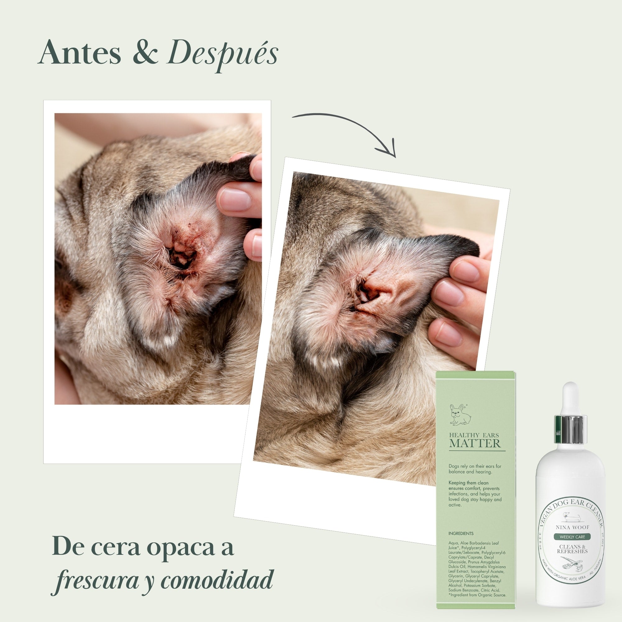 Dog Ear Cleaner - Gentle Odor and Wax Remover