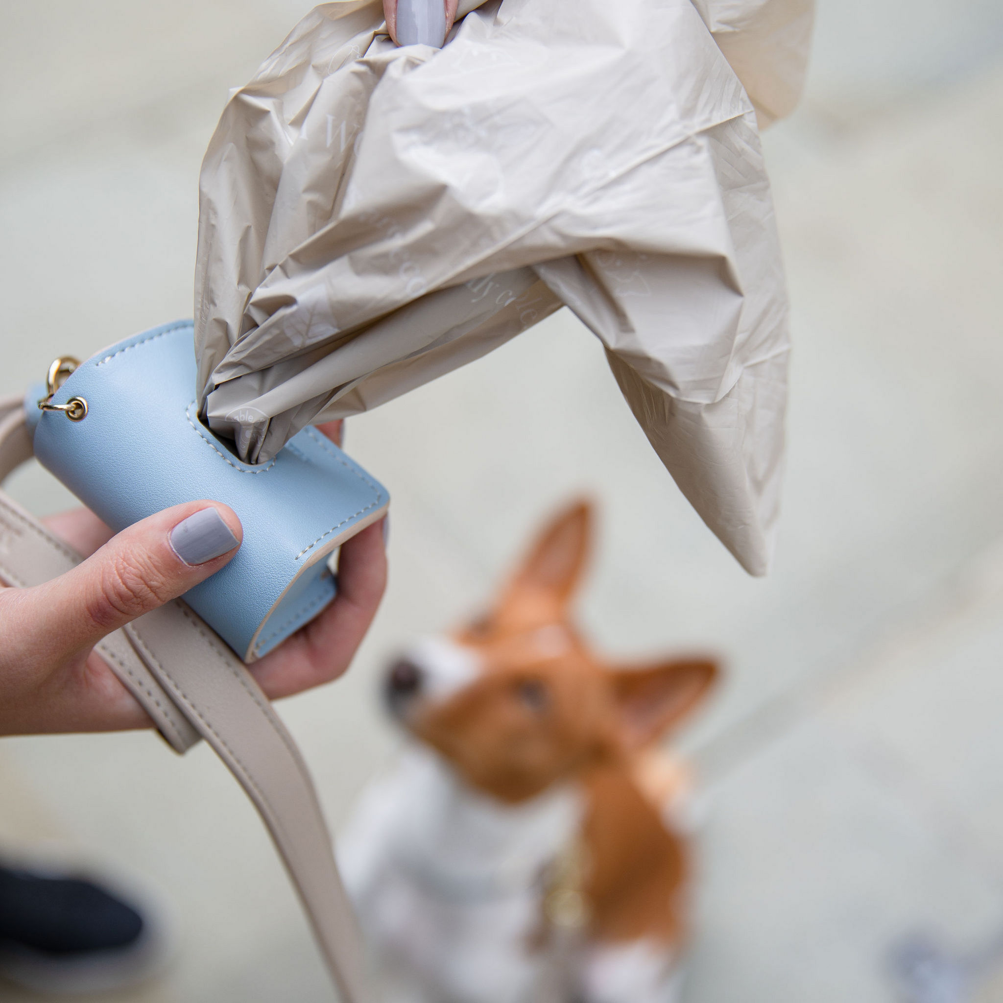 Dispensador de Bolsas - Cuero Vegano - Beige