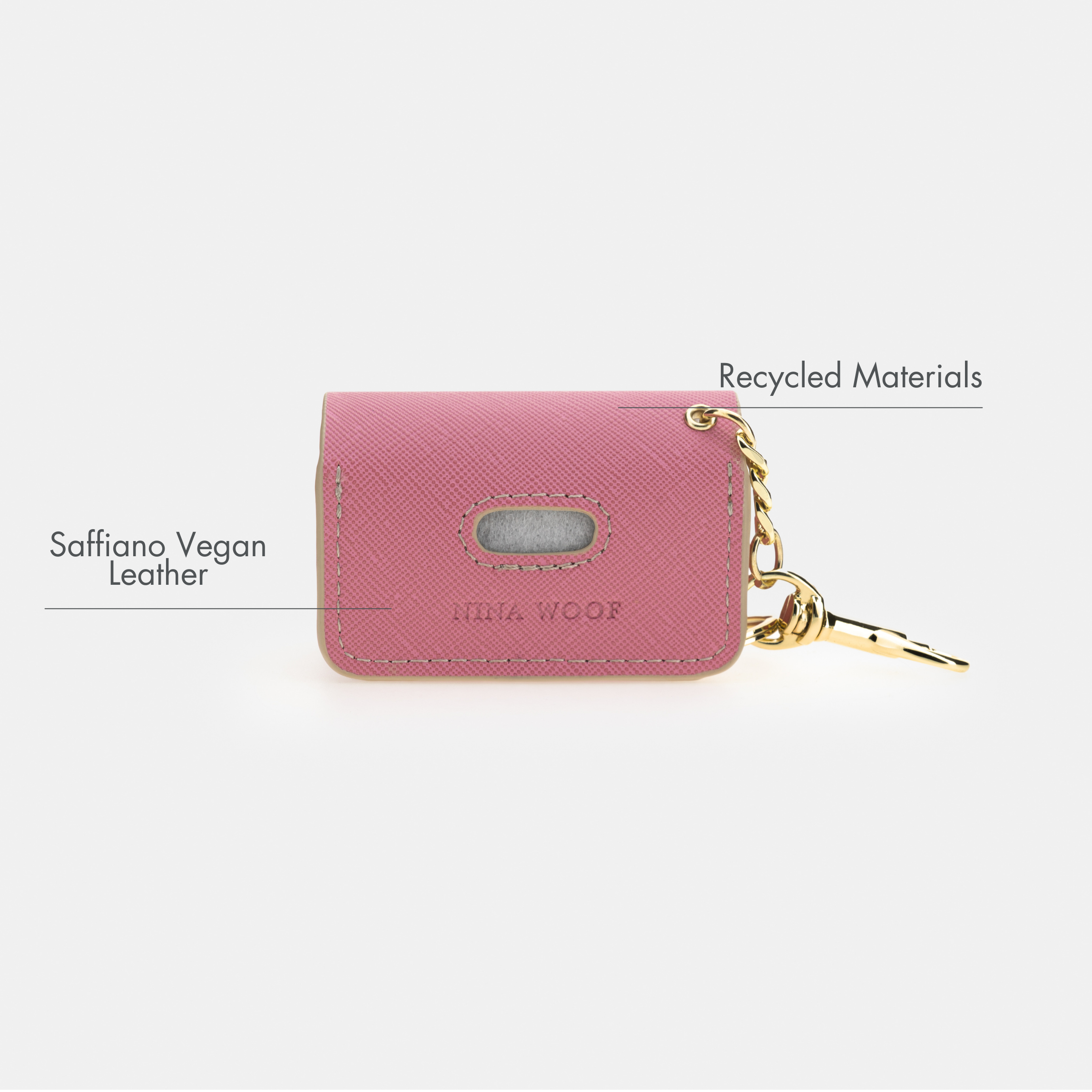 Dispensador de Bolsas - Cuero Vegano - Rosa