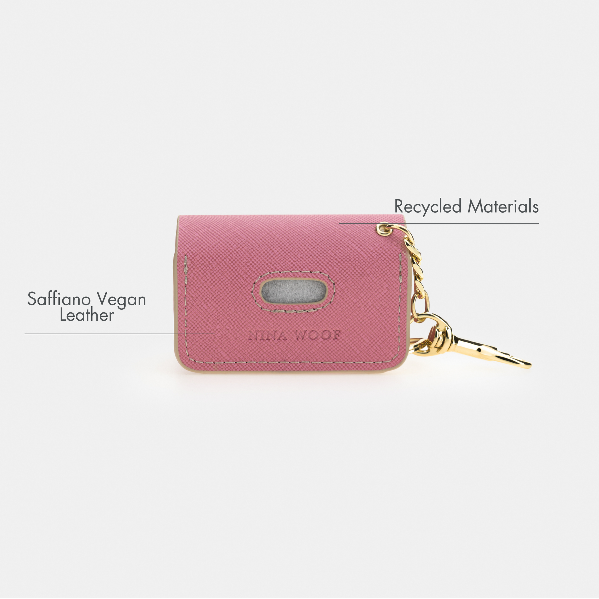 Dispensador de Bolsas - Cuero Vegano - Rosa