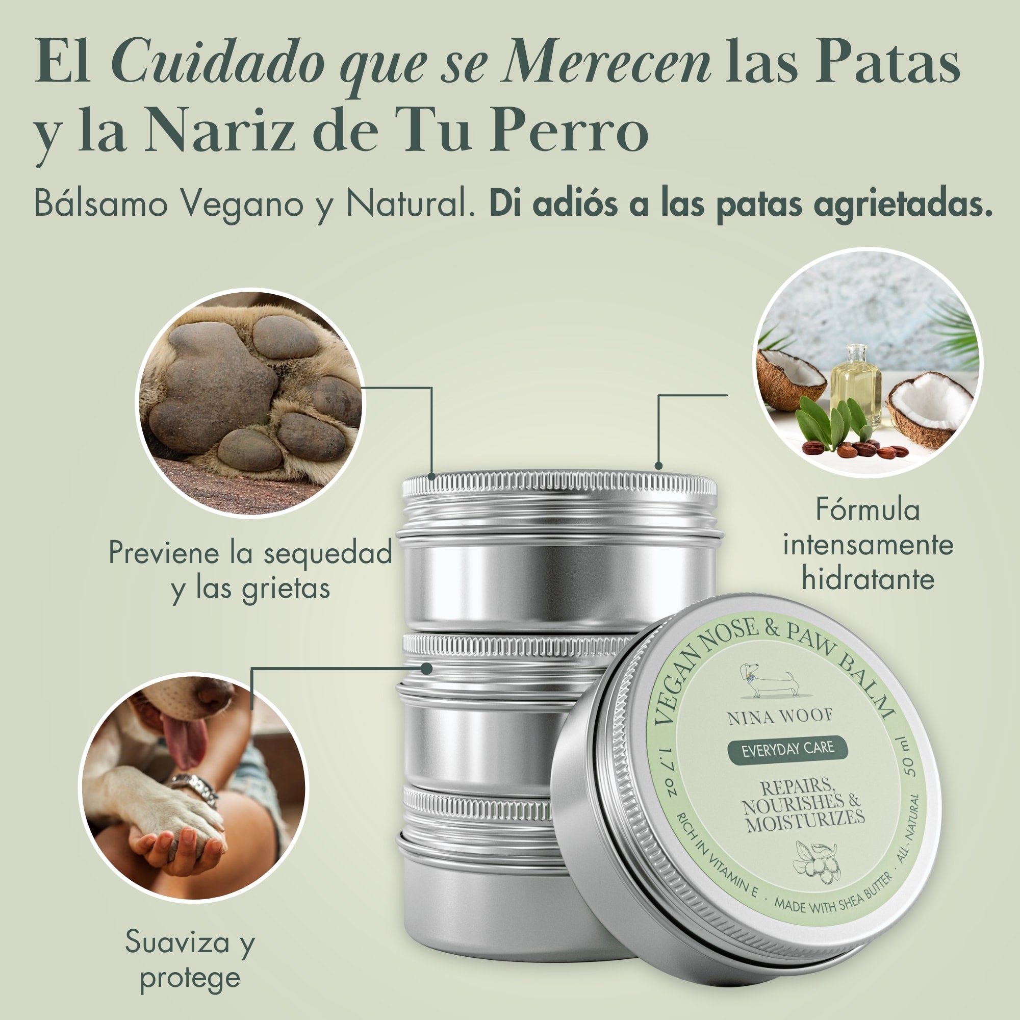 Bálsamo Vegano para Nariz y Almohadillas de Perro