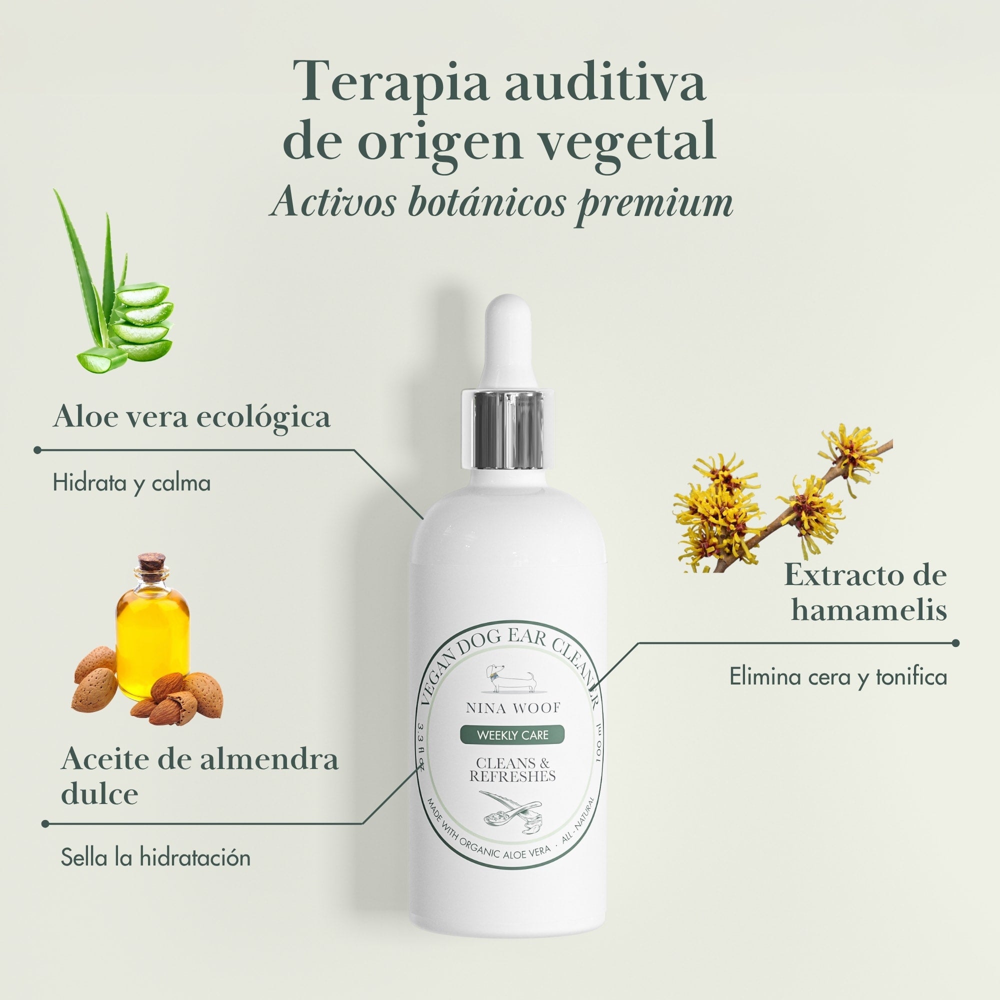 Pack Cuidado de Oídos, Patitas y Pelaje - Limpiador de Oidos, Bálsamo para Almohadillas y Desodorizante en Spray